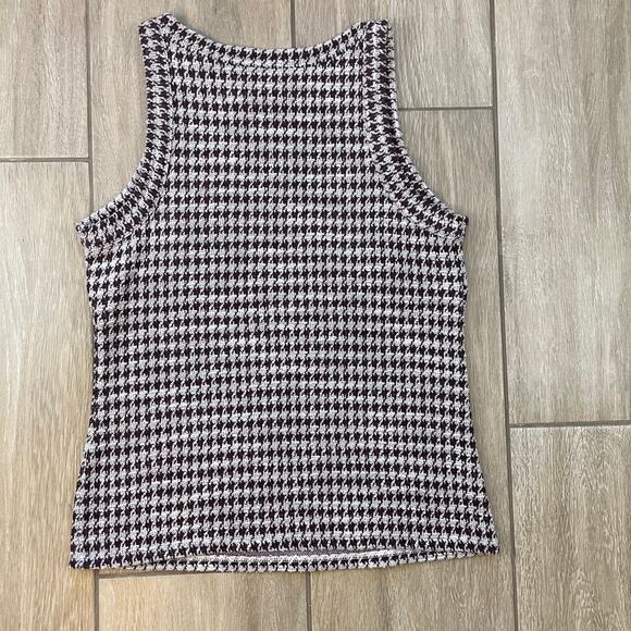 Ann Taylor Houndstooth 2 Piece Set Top & Skirt Tweed Knit Brown S MP Lined FA22 - Picture 14 of 16